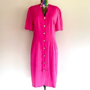 💗VINTAGE 80s Liz Claiborne Pink Sheath Dress